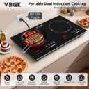 VBGK 2 burner induction cooktop,110V 4000W 2 burner induction stove top with Brushed Panel LED touch Control,8 Power Levels, Kids Lock & 4H Timer 2 burner hot plate