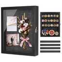 Black Shadow Box Frame 11X14 with Shelves, Medal/Challenge Coin Display Case, Pet Memorial/Wedding Shadow Box, Best Anniversary/Birthday/Bridal Shower/Engagement/Wedding Registry/House Warming Gifts