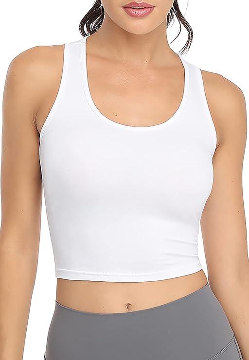 Sports Crop Tank Tops for Women Cropped Workout Tops Racerback Running Yoga Tanks Cotton Sleeveless Gym Shirts 2 Pack S