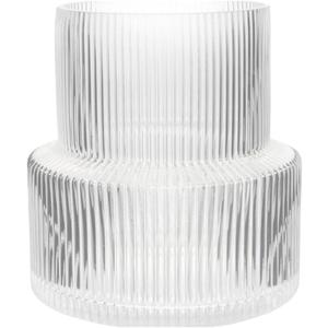Large Glass Vase - Clear Ribbed Vase - Fluted Flower Vase for Modern Home Dcor - Glass Vases for Centerpieces - Living Room, Dining Table, Shelf, Entryway, Office, Wedding Centerpieces