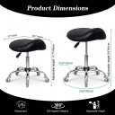 Antlu Saddle Stool Ergonomic Esthetician Rolling Chair with Wheels, Black, without Backrest