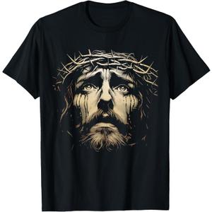 Jesus Christ Face with Crown of Thorns God Bible Vintage T-Shirt M
