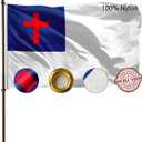 Christian Cross Flag 3x5 Outdoor Double Sided- 3Ply Heavy Duty 240D Nylon(All Weather)- Christianity Religious Flags- 2 Brass Grommets & 4 Rows Stitched