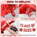 Class of 2025 Balloons, Red Graduation Balloons Class of 2025 Decorations with Red Star Balloons for Class of 2025 Graduation Party Decorations (16 IN+18 IN)