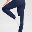 Soothfeel Women's Fleece Lined Joggers Pants High Waisted Water Resistant Thermal Sweatpants Winter Hiking Pants with Pockets (Navy)