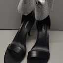 Women's High Heel Sandals Open Toe Ankle Tie Dressy Heeled Sandals for Prom, Party, Evening Events, 3.93 Inch Comfortable Thin Block Heels (11, Black)