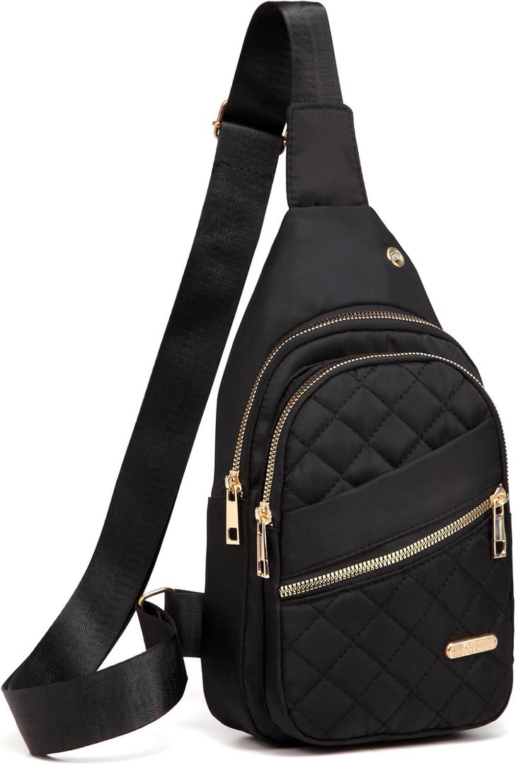 Crossbody Small Sling Backpack Sling Bag for Women Men, Chest Bag Daypack Crossbody for Travel Sport Running Hiking (Black)