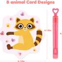 Valentines Day Gifts for Kids, 32 Pack Mini Bubble Wands with Valentines Animal Themes Greeting Cards for Kids, Valentine's Day School Prize Party Favor, Classroom Exchange Gift Set