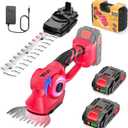 Cordless Hedge Trimmer, 2-in-1 Hedge Trimmer, Ultra Long Battery Life with Battery*2, High-Power and High-Capacity Grass Trimmer for Gardens, Yards and Lawns, Including Charger (Red-Black)
