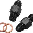 6AN Male Flare to 1/4 NPSM Transmission Cooler Adapter Fitting Aluminum Black Fits TH350 TH400 4L60E 700R4 200-4R TR6060 AOD 4R100 4R70W C5, Pack of 2