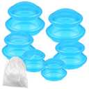 TrelaCo 6 Pcs Cupping Kit for Massage Therapy 3 Sizes Silicone Cupping Set Chinese Massage Therapy for Studio Household Cellulite Joint Pain Muscle Pain(Clear Blue)