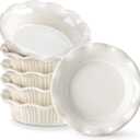 vancasso Mini Pie Pans Set of 6, 5.2 Inch Ceramic Deep Dish Pie Plates with Ruffled Edge for Baking, Microwave & Oven Safe, White