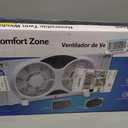 Comfort Zone Window Fan for Bedroom, 9 inch 3 Speed Dual Fans with Auto-Locking Expanders, 3 Modes (Cool, Circulate, Exhaust), Remote Control, Fabric Cover plus Bug Screen, White, 9" Twin Window Fan W/ Remote