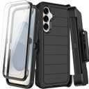 KECAI for Samsung Galaxy S25 Case with Belt Clip Holster & Kickstand,2X Screen Protector,Heavy Duty Shockproof Drop Protection Military Grade Full Body Rugged Phone Cover (6.2 Inch) (Black)