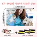 Compatible with Canon Selphy CP1500 CP1300 Ink and Paper, 4x6 Inch KP-108IN KP108 for Selphy CP1500 CP1300 CP1200 CP1000 CP910 CP900 CP810, 100mm x148 mm (3 Ink +108 Sheets Photo Paper)
