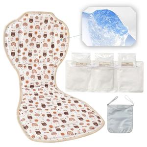Solfres Hydro Gel Car Seat Cooler Mat with Ice Pack for Baby. Carseat and Stroller Cooling Pad Cushion Liner with Breathable 3D Mesh Anti-Slip Back. for Kids Toddlers 12-48 Months, Beige Bear