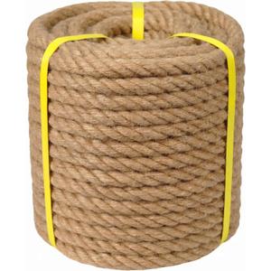 Natural Jute Rope - 1/2 Inch x 100 Feet - Thick Hemp Rope for DIY Crafts, Cat Scratching Posts, Hammock, Gardening, Decoration