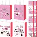 Tinlade 28 Pcs Galentines Gift Bags Bulk with Handles Pink Paper Treat Bags Funny Galentines Day Party Favors for Women 63.28.3 in 4 Designs, Valentines Day Party Favors for Gift Exchange
