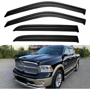 Window Visors Rain Guards for 2009-2018 Dodge Ram 1500 Crew/Mega Cab, Out-Channel Window Vent Wind Shades Deflectors for 2010-2024 Ram 2500 & 3500, 2019-2024 Ram 1500 Classic Body