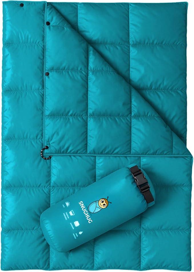 SnugHug Puffy Blanket for Cold Weather  Down Camping Blanket with Sustainable Insulation, Lightweight & Warm Outdoor Camping Quilt, WaterResistant, Compact & Packable