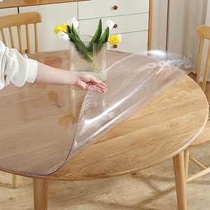 LovePads Round Clear Table Cover Protector 59 Inch, 2mm Thick Table Protector for Dining Room, Waterproof Plastic Cover PVC Vinyl Tablecloth, Circle Tabletop Protective Pad for Furnture Surface