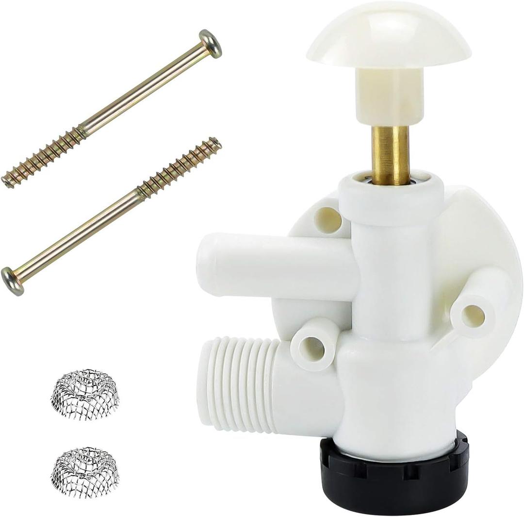 Funmit 385314349 RV Toilet Water Valve Kit Replacement for Pedal Flush Toilets for Camper, Trailer, Boat | Premium Performance in Prevention of Leakage | Increased Freeze Resistance