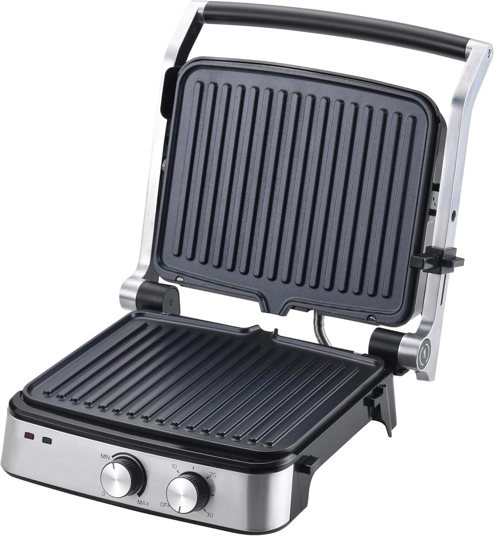 Vivicreate 5-in-1 Contact Grill Stainless Steel Panini Press Nonstick Electric Grill Adjustable Temperature Removable Plates Portable for Sandwiches Steak Chicken Breakfast elctrica prensa de panini