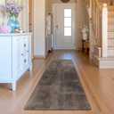jinchan Solid Plush Runner Rug 2x6 Performance Shaggy Washable Hallway Rug Soft Modern Faux Wool Cozy Non Slip Carpet for Bedroom Laundry Room Living Room Kids Nursery Brown