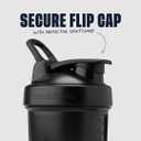 BlenderBottle Shaker Bottle with Pill Organizer and Storage for Protein Powder, Classic V2 ProStak System, 22-Ounce, Midnight Black