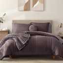 Monbix California King Size Comforter Set - 7 Pieces Bed in a Bag California King, Plum Bedding Sets with Comforter, All Seasons Comforter Bed Set with Sheets, Pillowcases & Shams