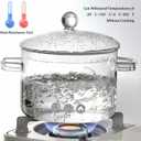 Clear Glass Pot, 1.5L, Cooking Pot with Lid and Handle, Clear Saucepan, Resistant Borosilicate Pot, Glass Saucepan for Cooking On Stove - Ideal for 1 People (50oz)
