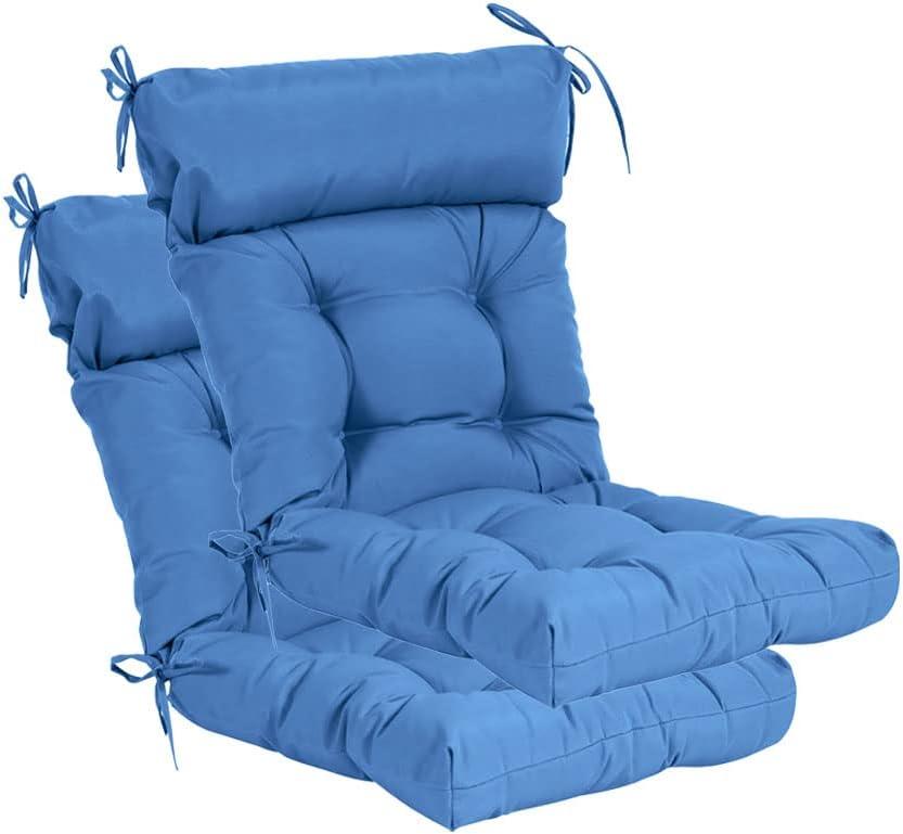 QILLOWAY Indoor/Outdoor High Back Chair Cushion,Spring/Summer Seasonal Replacement Cushions.(Marine Blue)