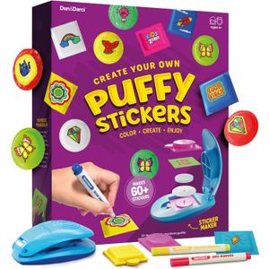Dan&Darci Puffy Sticker Maker Kit for Kids - Make Your Own 3D Stickers - Create DIY Squishy Arts and Crafts - Craft Kits for Girls & Boys Ages 6-10 - Birthday Gift Ideas Age 6 7 8 9 10 Year Old Gifts