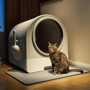 Oneluck Dome Litter Box, Drawer Type Large XL Cat Toilet, Covered Hidden Dog Proof, with Scoop, Mat, for Odor Control and Less Trackin, Gray