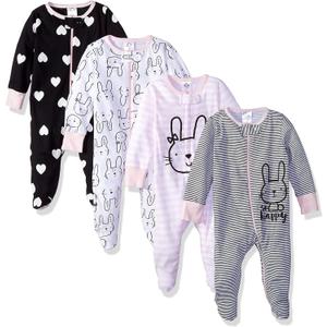 Gerber Baby Girls' 4 Pack Sleep 'N Play Footie (0-3 Months)
