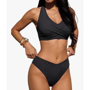 ANRABESS Womens Bikini Sets Two Piece Swimsuits High Waisted Halter Twist Front Bathing Suit 2026 Summer Beach Swimwear Size L