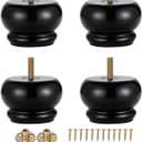 2 Inch Wood Furniture Feet for Sofa Couch Cabinet Ottoman Round Small Replacement Legs Set of 4 Screw in Predrilled M8 Bolt