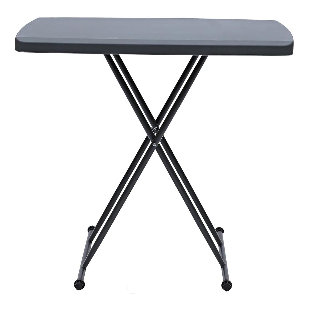 Iceberg Small Camping Personal Folding Table, Heavy Duty Utility Table, Adjustable Height, Charcoal, 19.5 L x 30 W x 28" H
