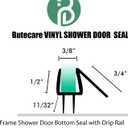 Butecare Premium Frameless Shower Door Bottom Seal Strip for Glass Doors - Shower Door Seal Sweep (3/8 x 39, Clear Vinyl)