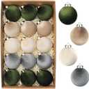 3.15 Inch Velvet Ball Ornaments for Christmas Tree 15 PCS, Large Neutral Flocked Christmas Bulb Ornaments Set - Earth Tone Decorative Hanging Baubles, Shatterproof Xmas Decor for Holiday (Multicolor)