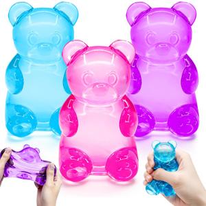 3 Pcs Easter Cute Gummy Bear Stress Relief Stress Ball, Slow Rising Squishy Squeeze Anxiety Relief & Focus Toy, Sensory Fidget Toys for Adults, Teens, Autistic ,ADHD, Classroom Prize，Party Favors