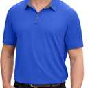 NIASHOT Mens Polo Shirt Short Sleeve Golf Sports Casual Tee (Blue, M)