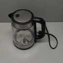 Amazon Basics Electric Kettle with Glass Carafe for Tea and Coffee, BPA-Free, Fast Boiling, Auto Shut-Off, Boil-Dry Protection, Water Level Indicator, 1.7 Liter, 1500W, Black and Silver (1.8 Quarts)