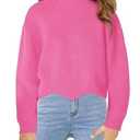 Haloumoning Girls Mock Neck Sweaters Kids Fall Fashion Long Batwing Sleeve Rib Knit Pullover Clothes 5-14 Years (Red)