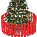 Christmas Tree Fence Decoration - 36 Pieces Red Plastic Miniature Garden Border for Home Picket Fence Decor, Christmas Tree Gate