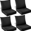 Outdoor Chair Cushions, 24 x 24 Inch Outdoor Cushion for Patio Furniture, Patio Chair Cushion, Waterproof & Fade Resistant Deep Patio Furniture Cushions Set with Handle and Ties, Black (Set of 4)