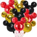 9-Pack Mouse Party Foil Balloons, 27 Black, Red, Yellow Balloons for Cartoon Mouse Party, Baby Shower, Kids Birthday Theme Party Decoration Supplies