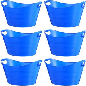 Patelai 6 Pcs Plastic Ice Buckets with Handles, 7 Liter, Blue