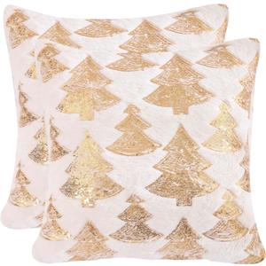 Tosleo Christmas Pillowcases 18 x 18 inch Set of 2 Multiple Christmas Tree Sequin Throw Pillow Cover White Plush Pillow case Christmas Party Decor Winter Holiday Soft Cushion Case