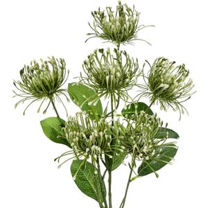 Hollyone 33" Green Artificial Mums Flowers Chrysanthemum Flowers 2Pcs Spider Mum Flower Arrangement Faux Pincushion Flower Faux Flowers with 3 Heads Long Stem for Centerpiece Bouquet Home Decor